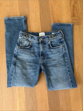 Citizens Of Humanity Faded Blue Straight-Leg Jeans with Bridle Hardware